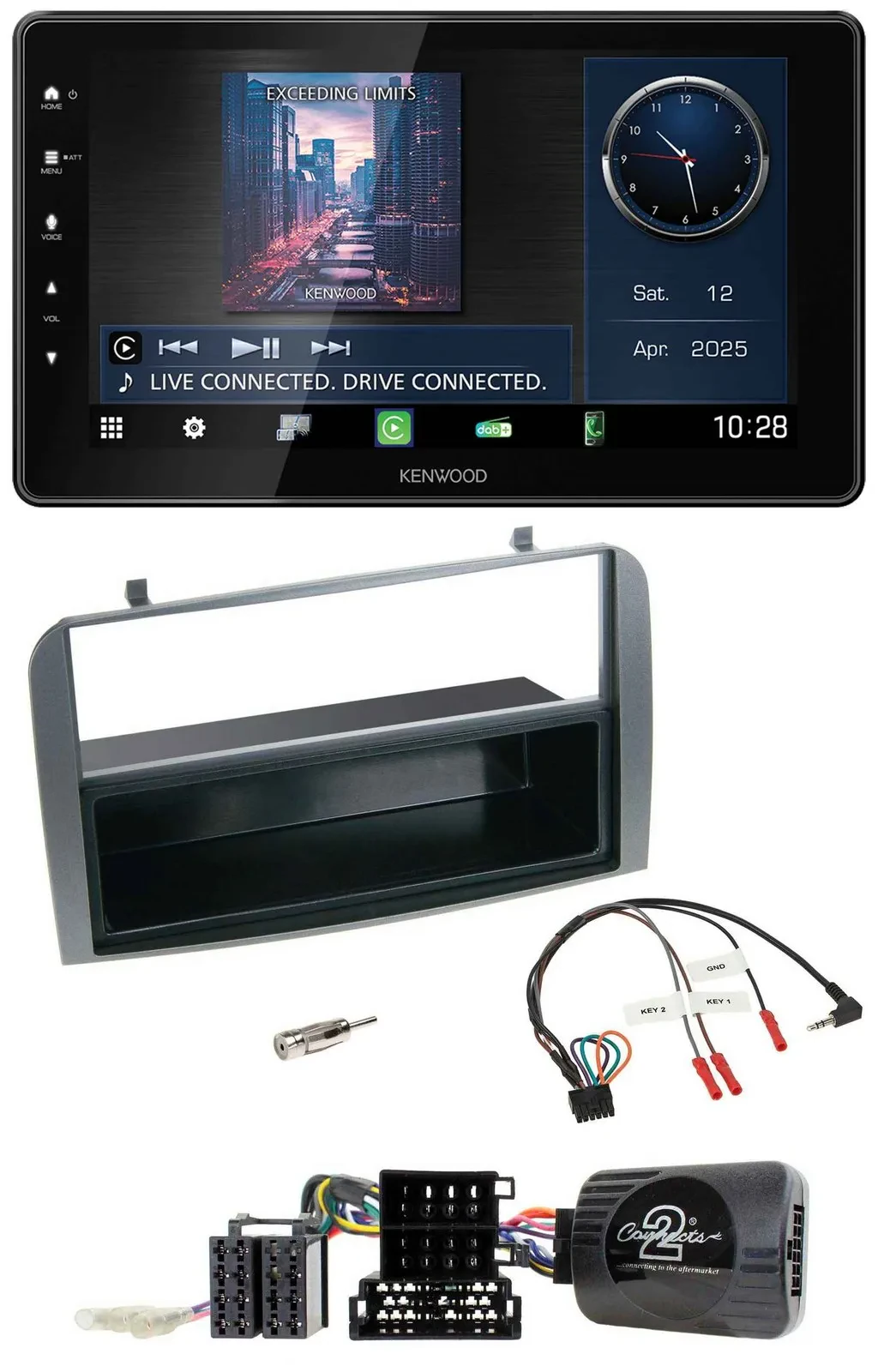 Автомагнитола Kenwood Bluetooth USB DAB для Alfa Romeo 147/GT 2007–2010 антрацит