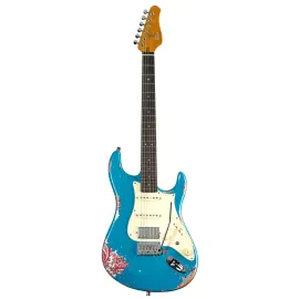 Электрогитара Fame Audio Custom ST HSS RW Worn Aqua Over Paisley
