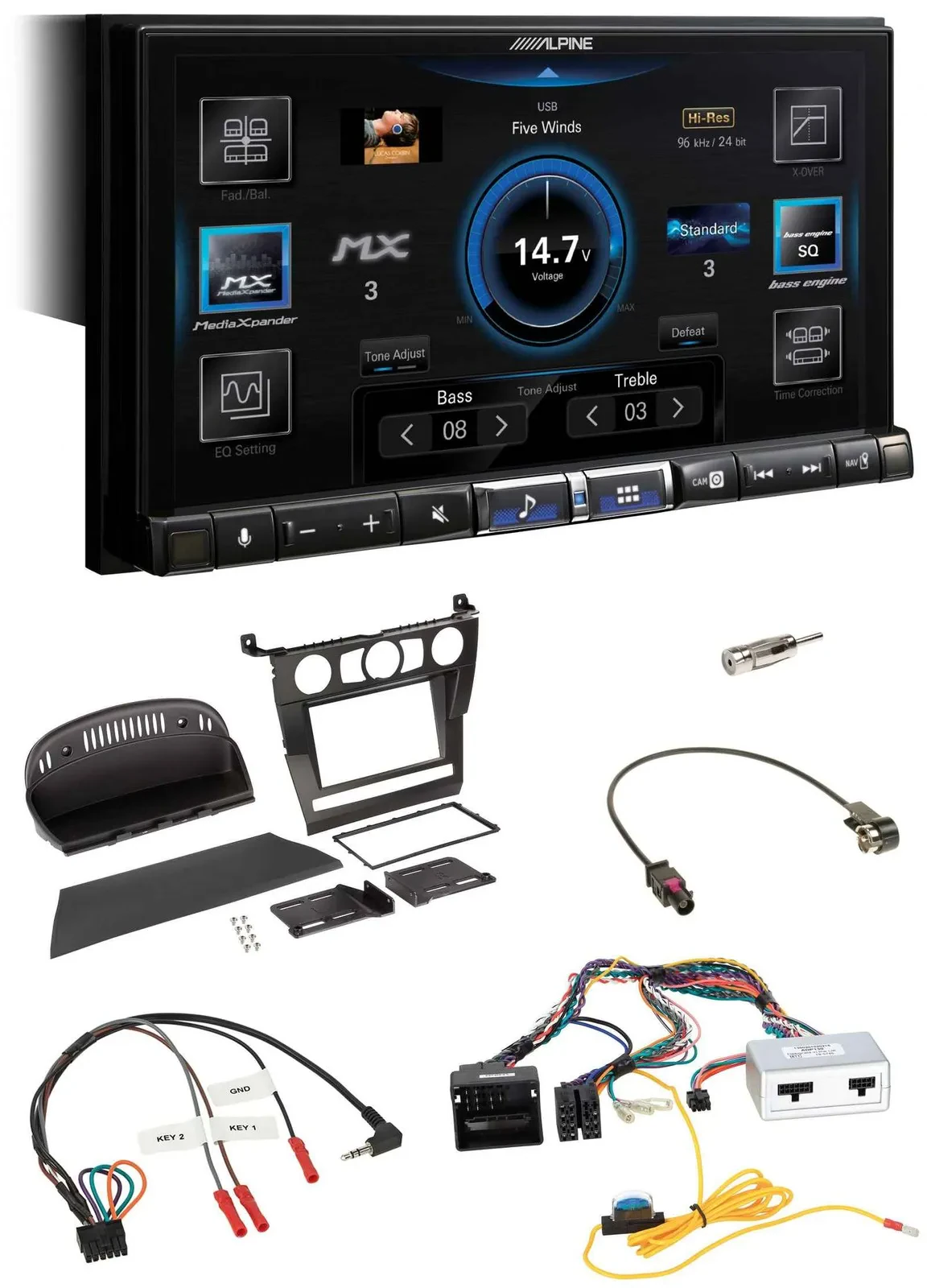 Alpine DAB 2DIN USB Bluetooth Lenkrad Autoradio für BMW 5er 2007 E60 ohne iDrive