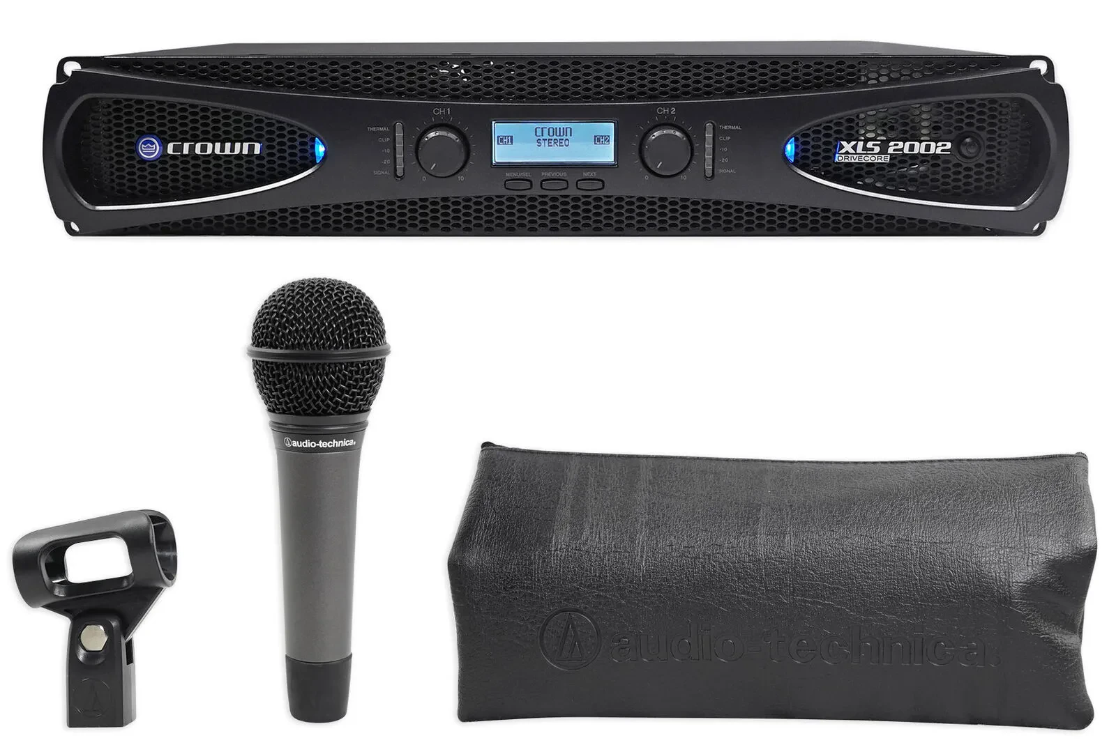 Crown Pro XLS2002 XLS 2002 2100w DJ/PA Power Amplifier Amp w/DSP!+AT Microphone