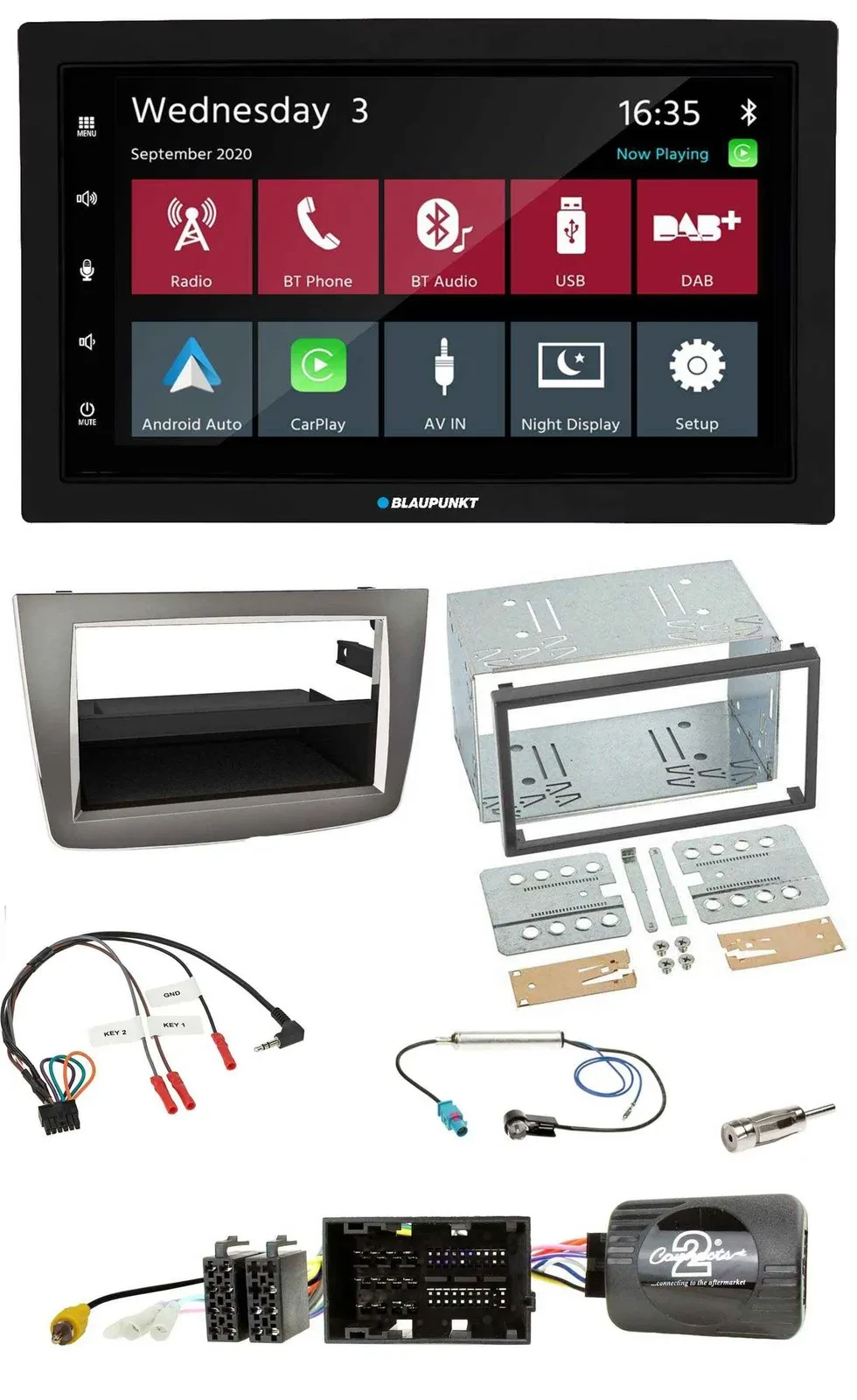 Blaupunkt 2DIN Lenkrad USB Bluetooth DAB Autoradio für Alfa Romeo Mito 2014-2018