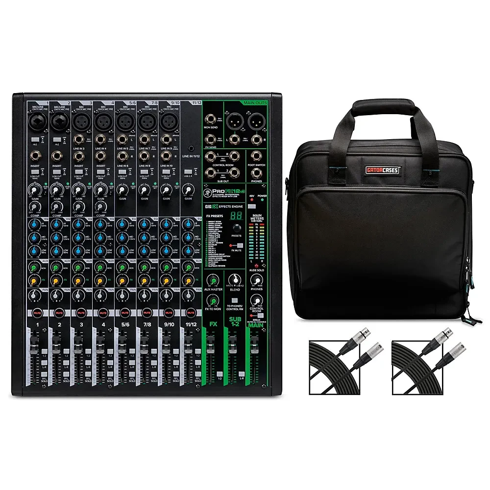 Mackie ProFX12v3 12-Channel Mixer With Gator Mixer Bag and Cables