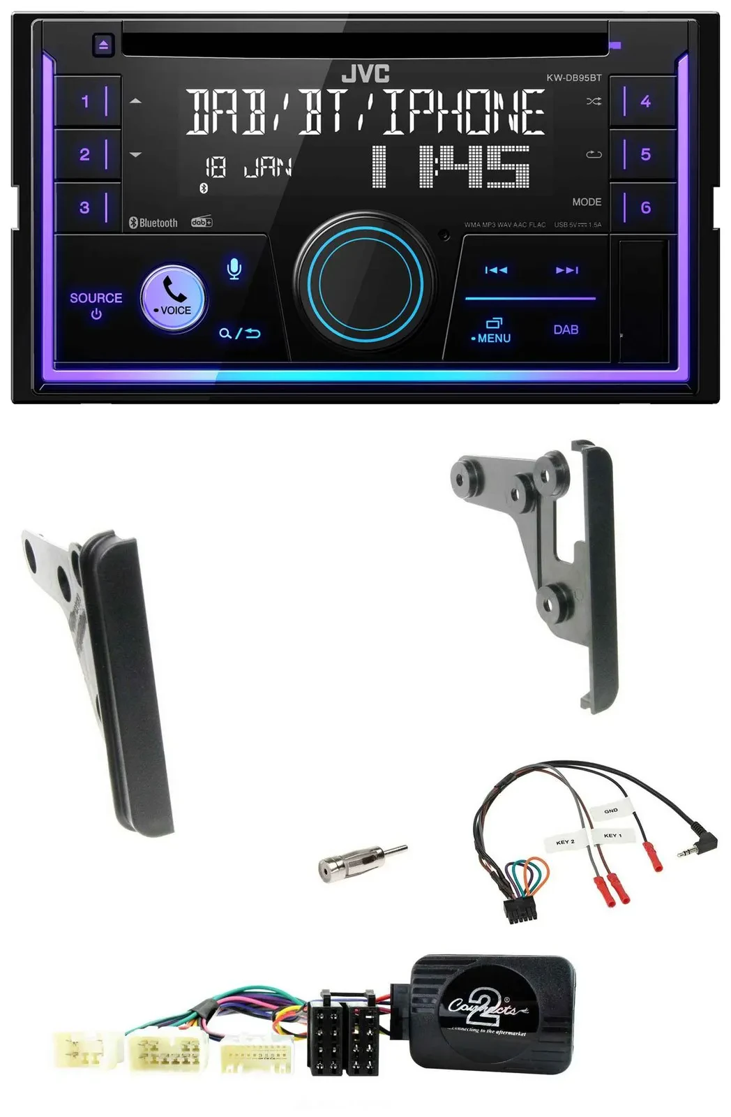 JVC Lenkrad USB 2DIN DAB Bluetooth CD Autoradio für Toyota FJ ab 2007