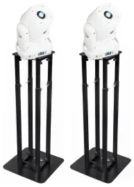 (2) Rockville ROCK SPOT 260W WHITE DJ Moving Head Spot Lights+Black Totem Stands