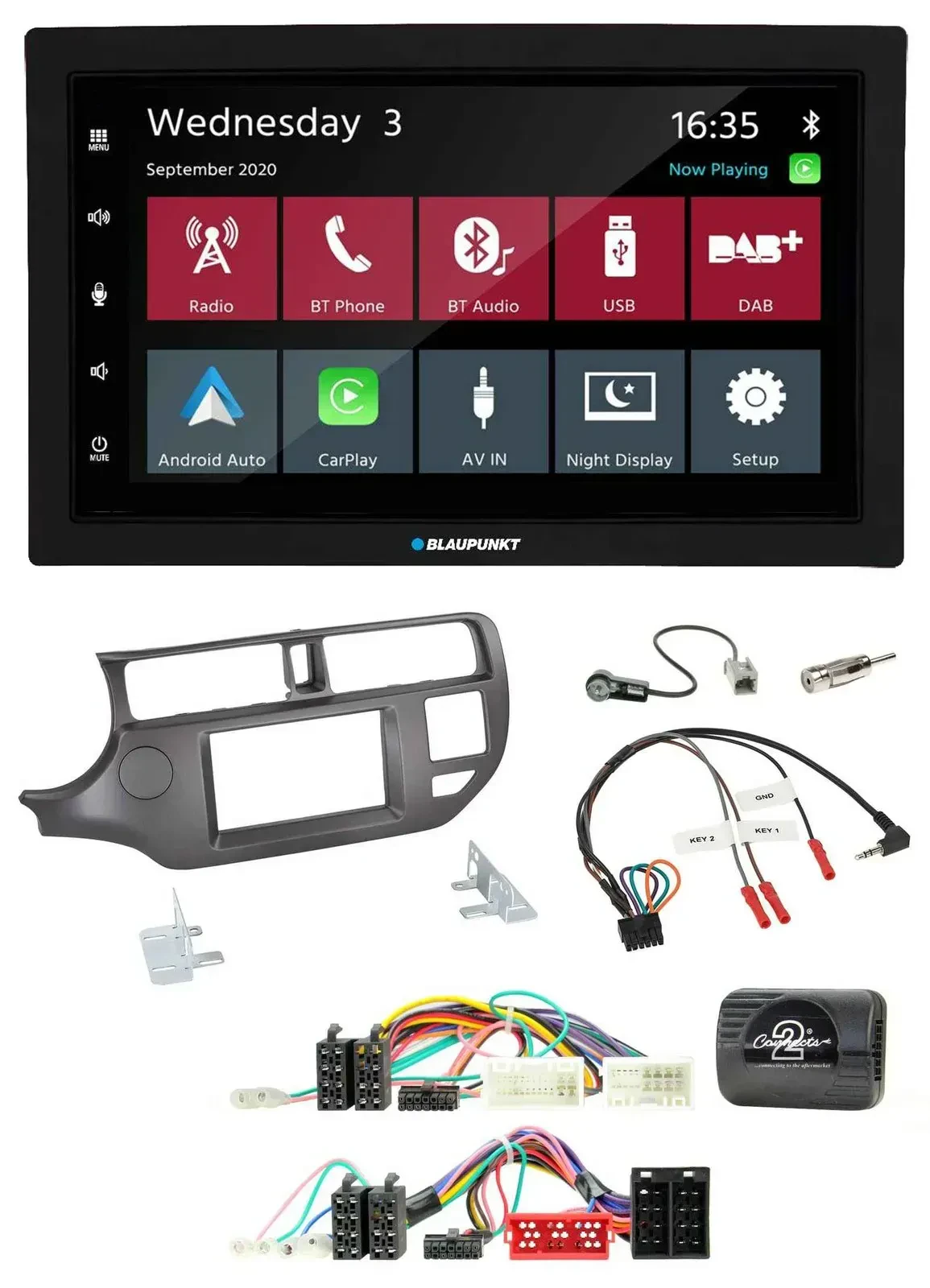 Blaupunkt DAB Bluetooth USB Lenkrad 2DIN Autoradio für Kia Rio 11-15 UB anthrazi