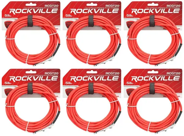 Инструментальный кабель Rockville RCGT20R Red 6.1 м (6 штук)