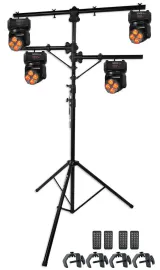 (4) Rockville RockOn-7 40w RGBW Moving Head Wash DMX Stage Light+Tripod Stand