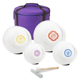 Поющая чаша keepdrum csbcol612-4, кварцевая (набор, 4 шт.), 4 чакры, разноцветный, с аксессуарами
