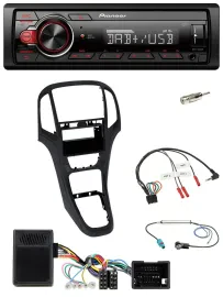 Автомагнитола для Opel Astra J Pioneer 1-DIN, DAB, USB, поддержка кнопок на руле, черный (2009–2016)