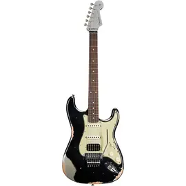 Электрогитара Fender Custom SuperNova Stratocaster HSS Heavy Relic Floyd Rose Black over Silver Sparkle