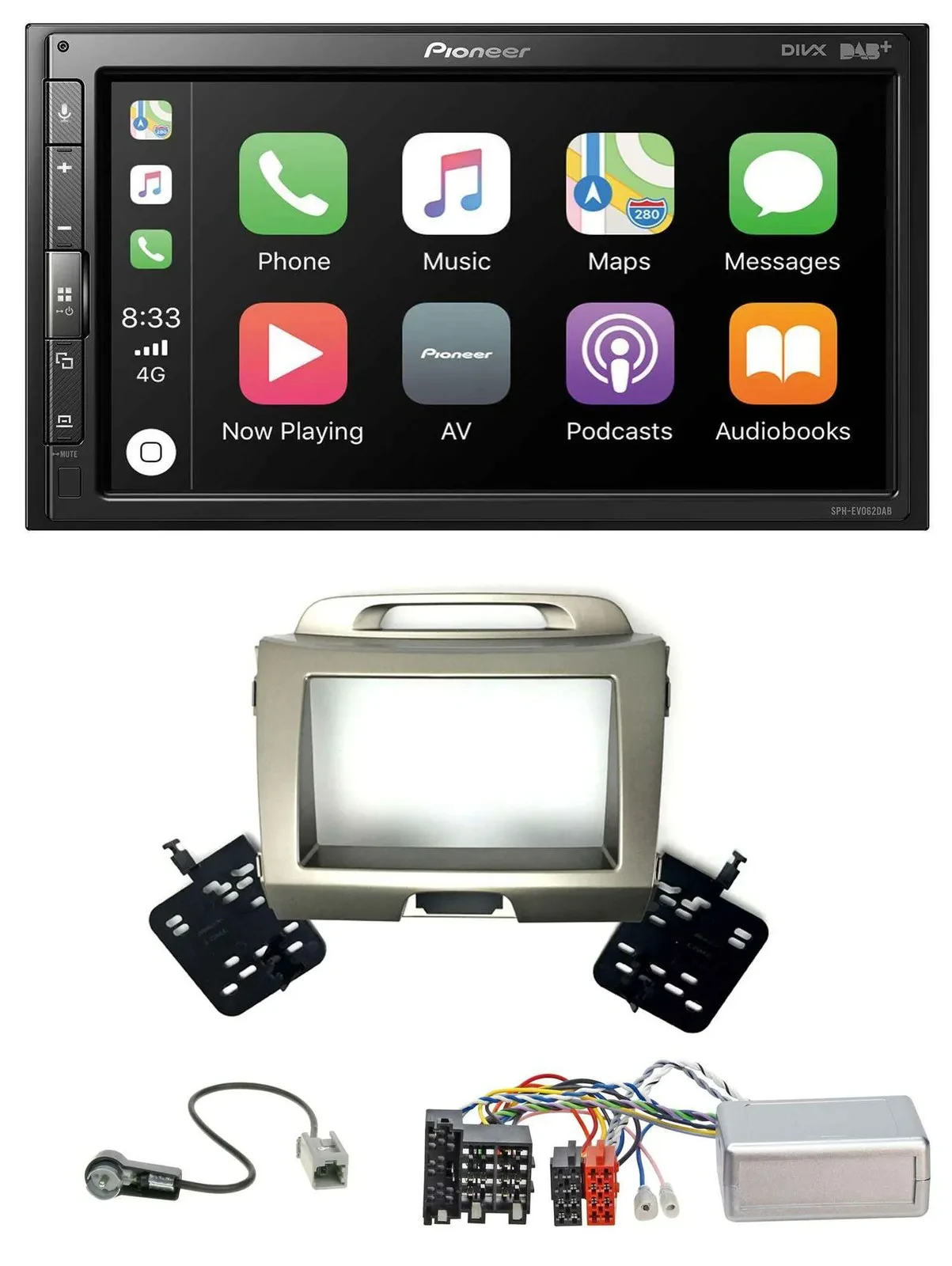 Автомагнитола Pioneer 2DIN, USB, DAB, Bluetooth, для Kia Sportage 3 (2010–2015), поддержка кнопок на руле