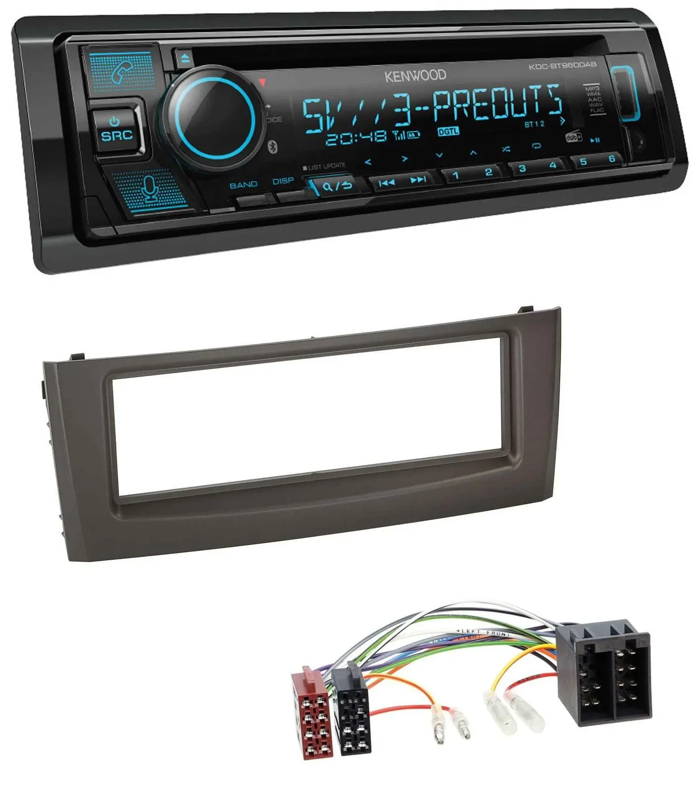 Kenwood Bluetooth USB CD MP3 DAB Autoradio für Fiat Grande Punto Punto ab 05 sch