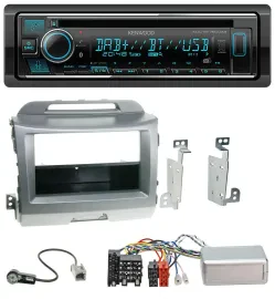 Kenwood Lenkrad Bluetooth DAB USB CD Autoradio für Kia Sportage 3 2010-15 silber