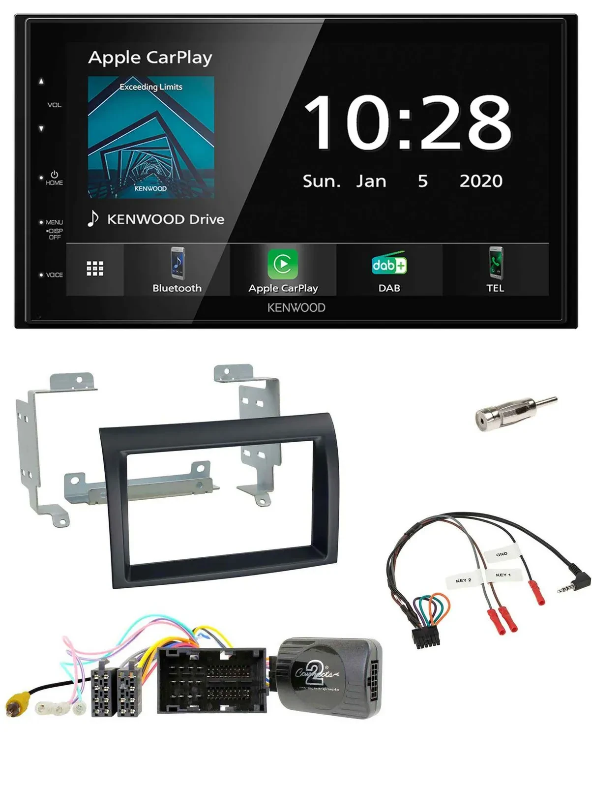 Kenwood Bluetooth Lenkrad DAB USB 2DIN Autoradio für Citroen Jumper ab 14 schwar