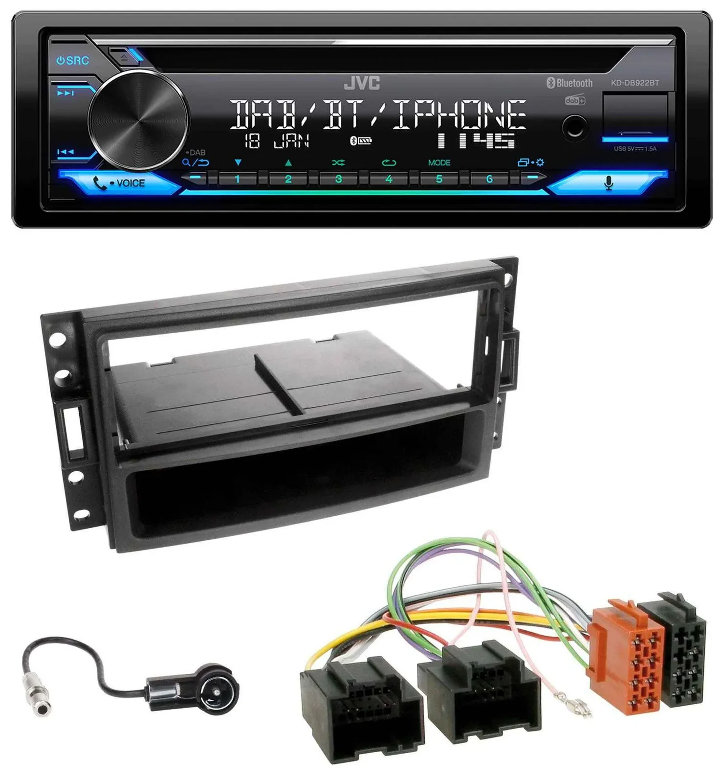Автомагнитола JVC Bluetooth, MP3, USB, DAB, CD для Chevrolet Corvette/Uplander 2005–2013