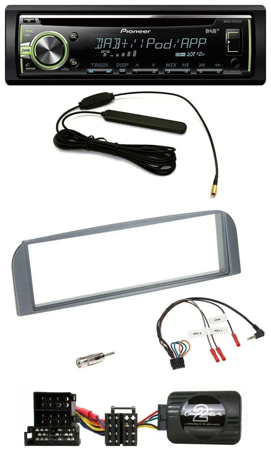 Pioneer MP3 USB CD DAB Lenkrad Autoradio für Alfa 147 GT anthrazit