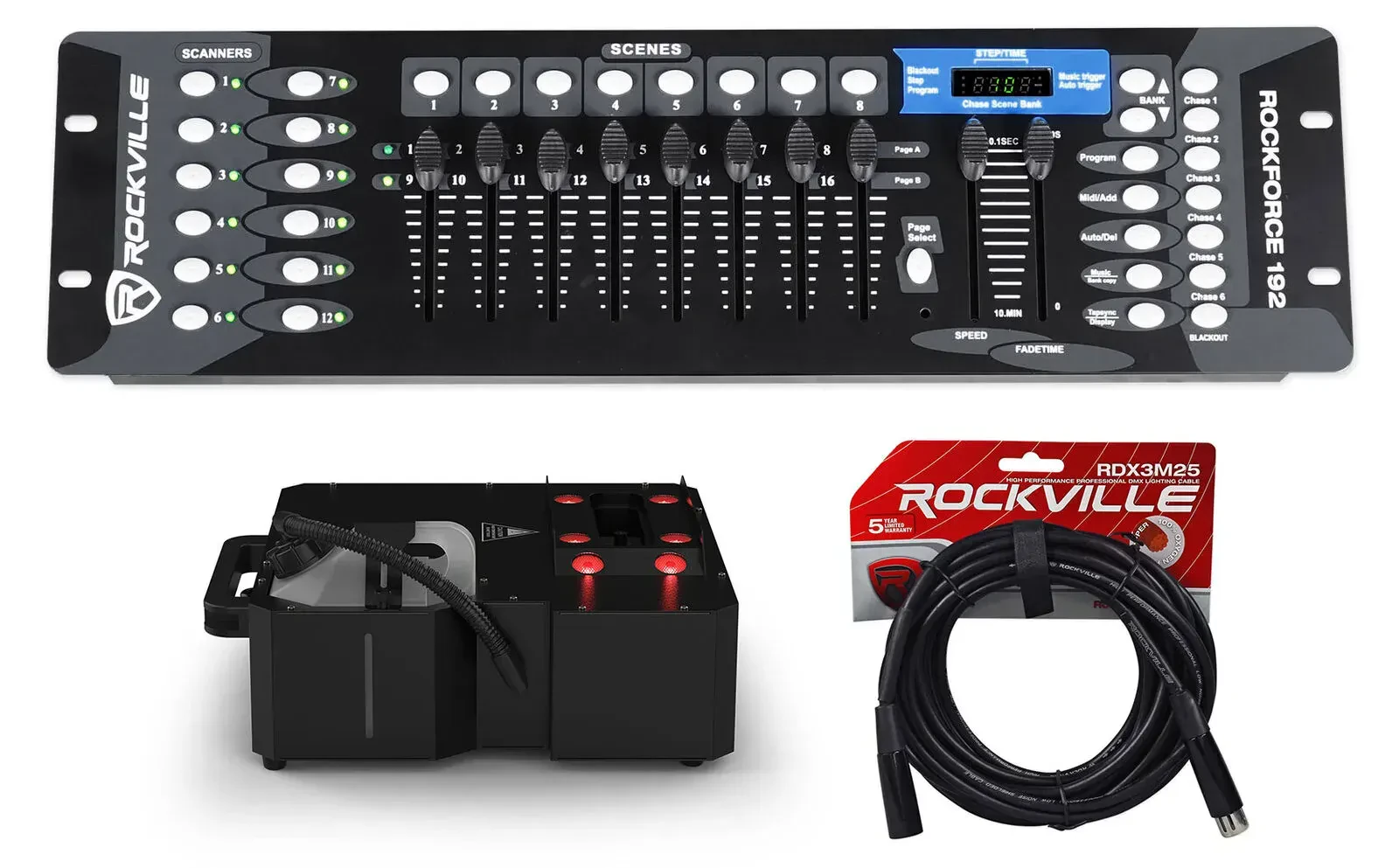 Генератор дыма Chauvet DJ Geyser Move RGBA+UV LED с DMX-пультом м кабелем