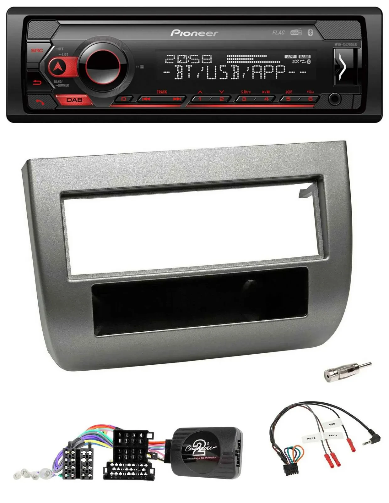 Автомагнитола Pioneer USB DAB Bluetooth для Lancia Y 843 (2005–2011), антрацит