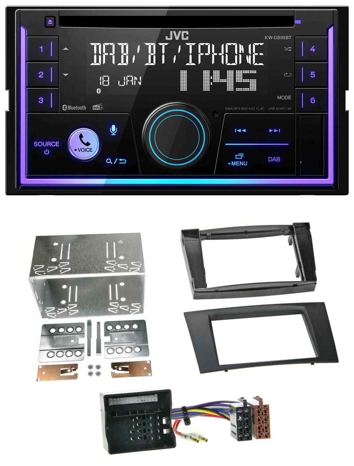 JVC MP3 USB 2DIN DAB Bluetooth CD Autoradio für Mercedes CLS E-Kl. S211 03-09 Ru