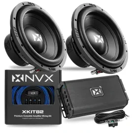 NVX ESW104 10" Subwoofer + Monoblock Amplifier with Wiring Kits