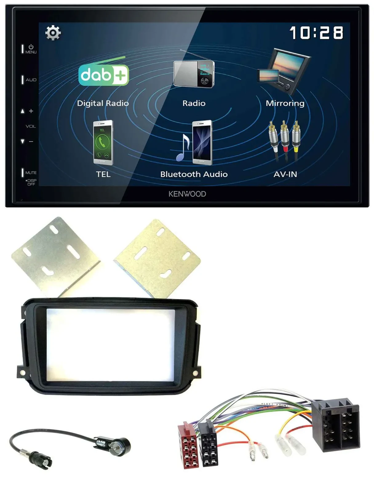 Автомагнитола для Smart ForTwo 2010–2015 Kenwood 2 DIN, Bluetooth, USB, DAB, MP3, ISO