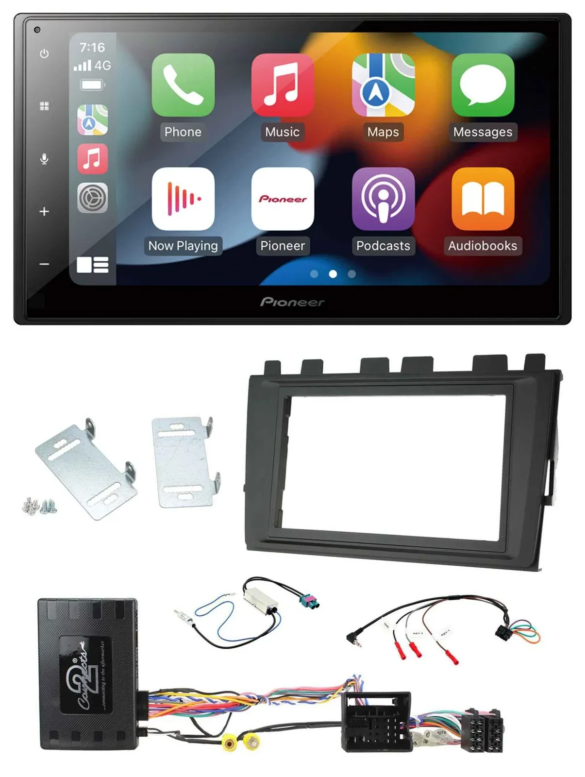 Pioneer DAB Bluetooth 2DIN USB Lenkrad Autoradio für VW Polo ab 2018 MIB II Info