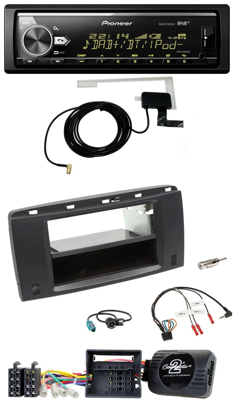 Автомагнитола Pioneer Bluetooth, DAB, USB для Mercedes R‑Class W251 (2006–2012) с управлением с руля