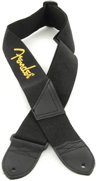 Ремень для гитары FENDER BLACK STRAP/YELLOW LOGO