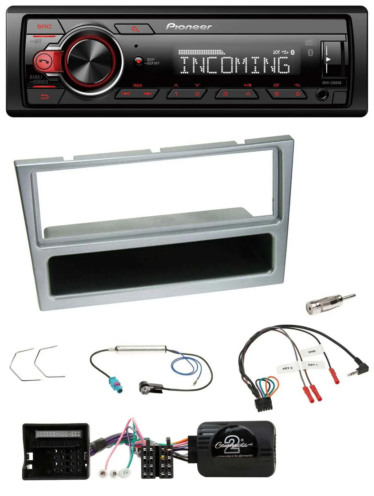 Автомагнитола Pioneer Bluetooth USB DAB для Opel Corsa C/Tigra/Meriva, серебристая, поддержка управления с руля