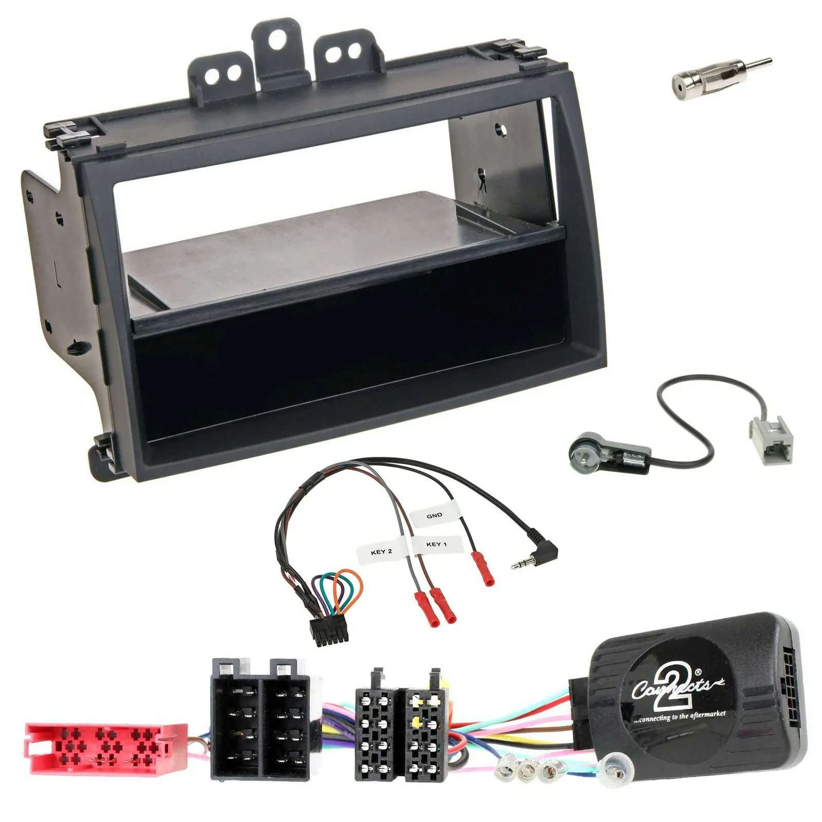 Einbauset Lenkradadapter DIN Autoradio für Hyundai i20 09-11 schwarz Rubber-Touc