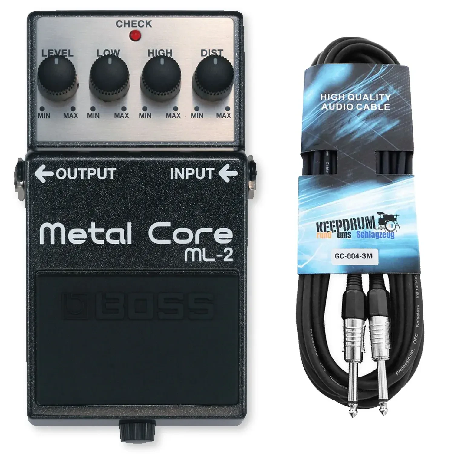 Педаль эффектов для электрогитары BOSS ML-2 Metal Core Distortion с кабелем