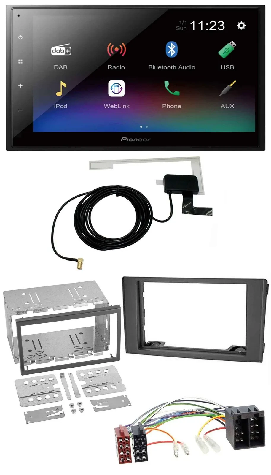 Автомагнитола для Iveco Daily (2006–2014) Pioneer DAB, MP3, Bluetooth, 2DIN, USB, черная