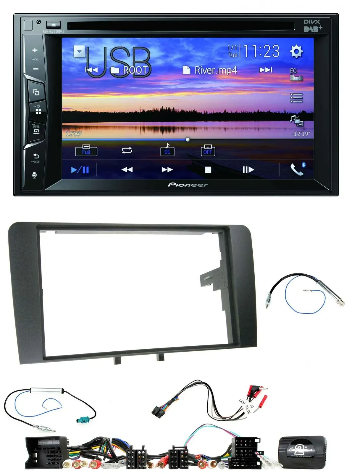 Pioneer Bluetooth 2DIN USB DVD DAB Lenkrad Autoradio für Audi A3 8P 2003-2012 Ak