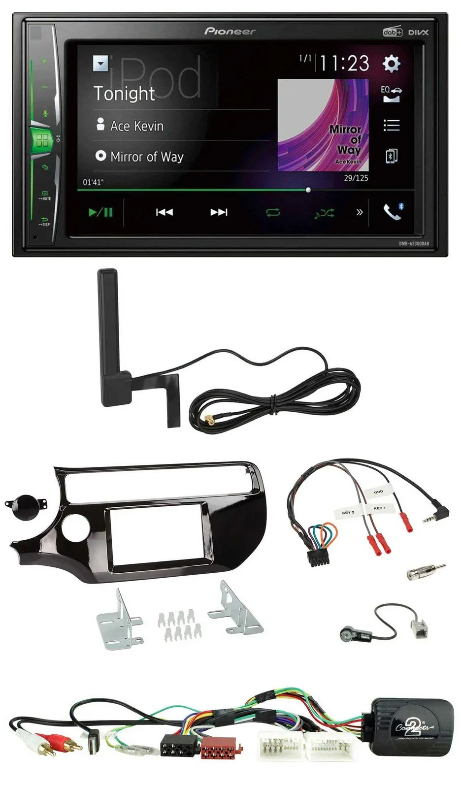 Pioneer MP3 DAB Lenkrad 2DIN Bluetooth Autoradio für Kia Rio UB ab 2015 piano sc