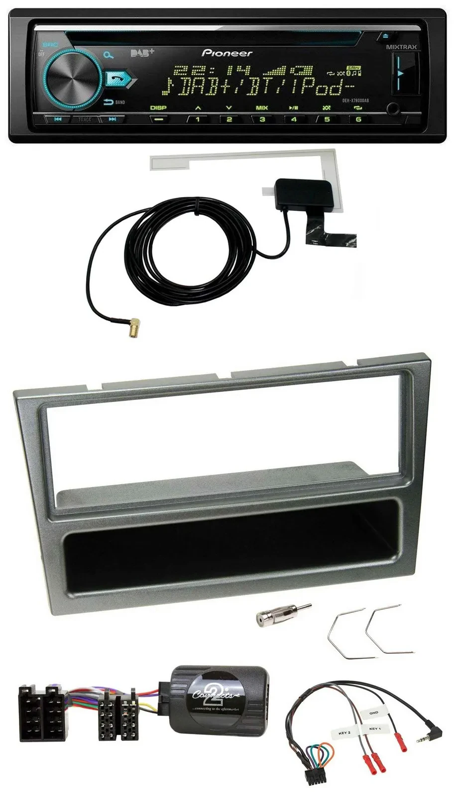 Pioneer MP3 Lenkrad CD USB DAB Autoradio für Opel Corsa C 00-04 aluminium