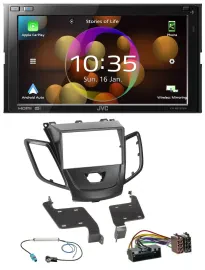 JVC DAB MP3 2DIN Bluetooth USB Autoradio für Ford Fiesta 10-17 schwarz