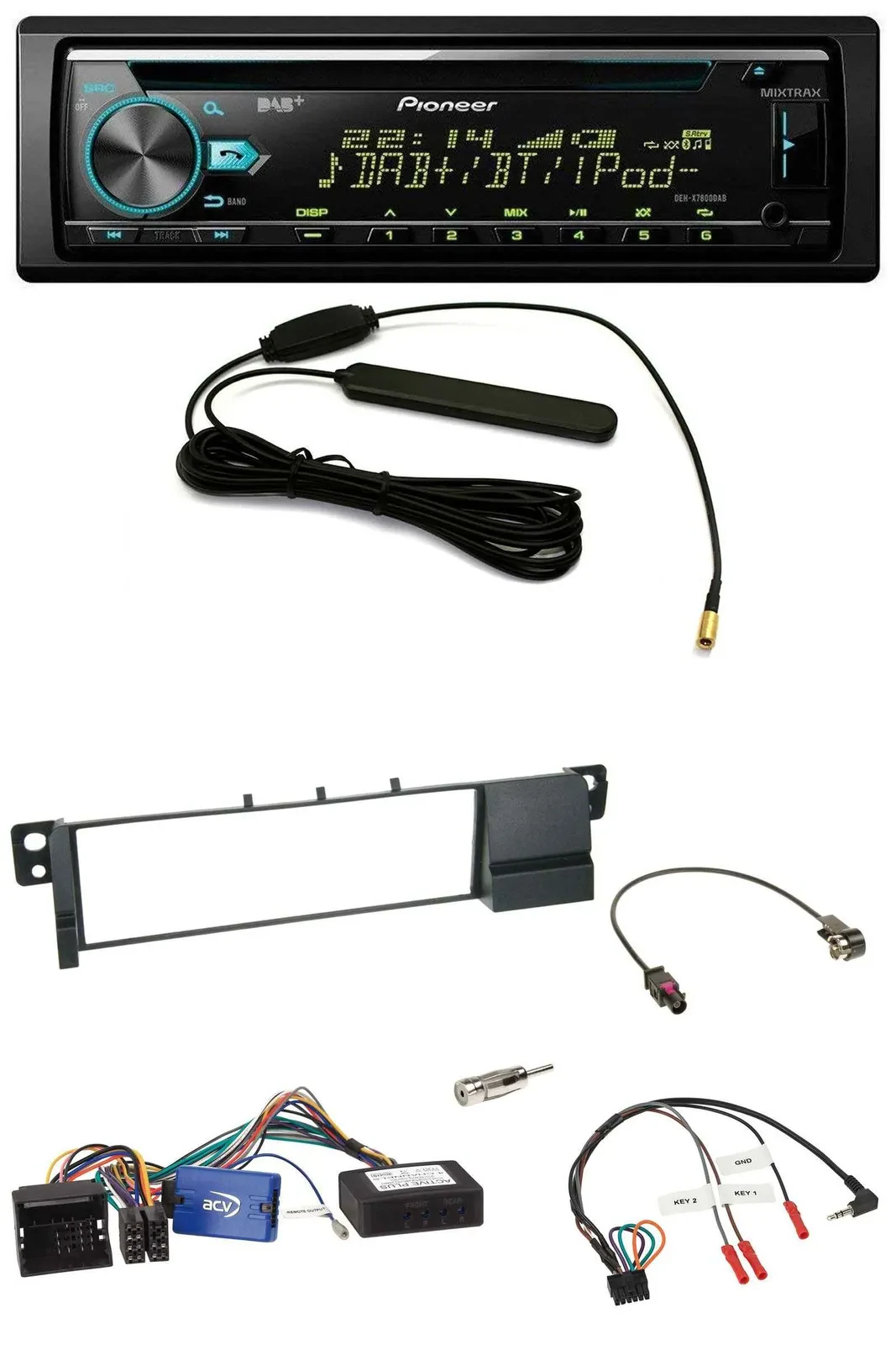 Автомагнитола Pioneer для BMW 3 Series E46 (2001–2007), CD/MP3, DAB, USB, черная