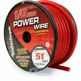 Rockford Fosgate RFW1R-51 51 Foot Spool 1/0 AWG Frosted Red Wire