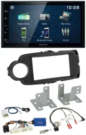 Автомагнитола для Toyota Yaris (с 2014) Kenwood 2 DIN, Bluetooth, USB, DAB, поддержка управления на руле, черная