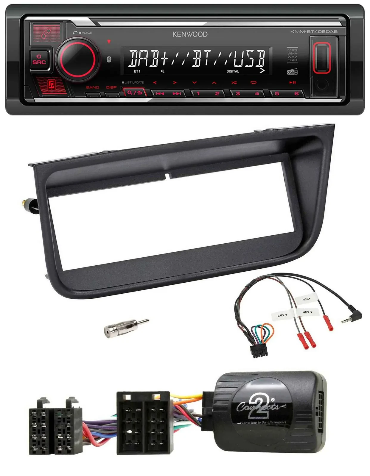 Kenwood Lenkrad Bluetooth USB DAB Autoradio für Peugeot 406 2002-2005
