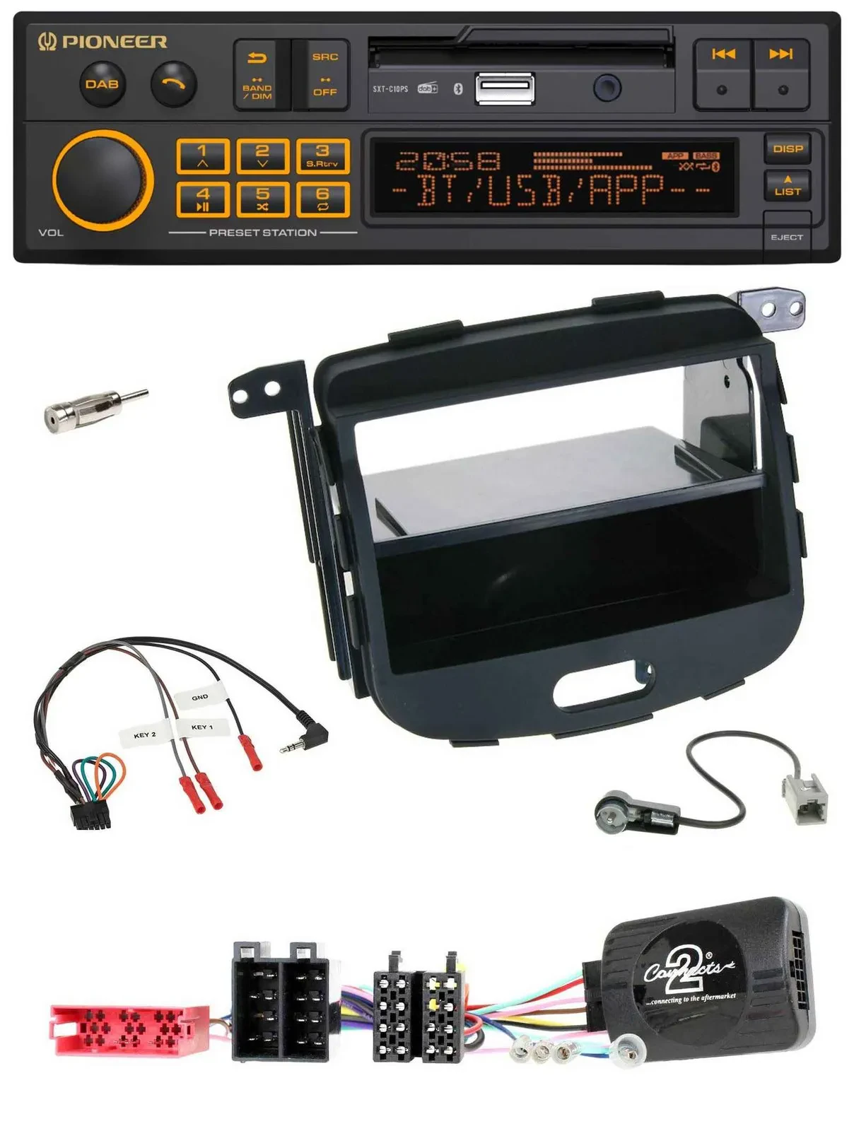 Автомагнитола Pioneer DAB USB Bluetooth для Hyundai i10 (2009–2013) черная (резиновое покрытие)