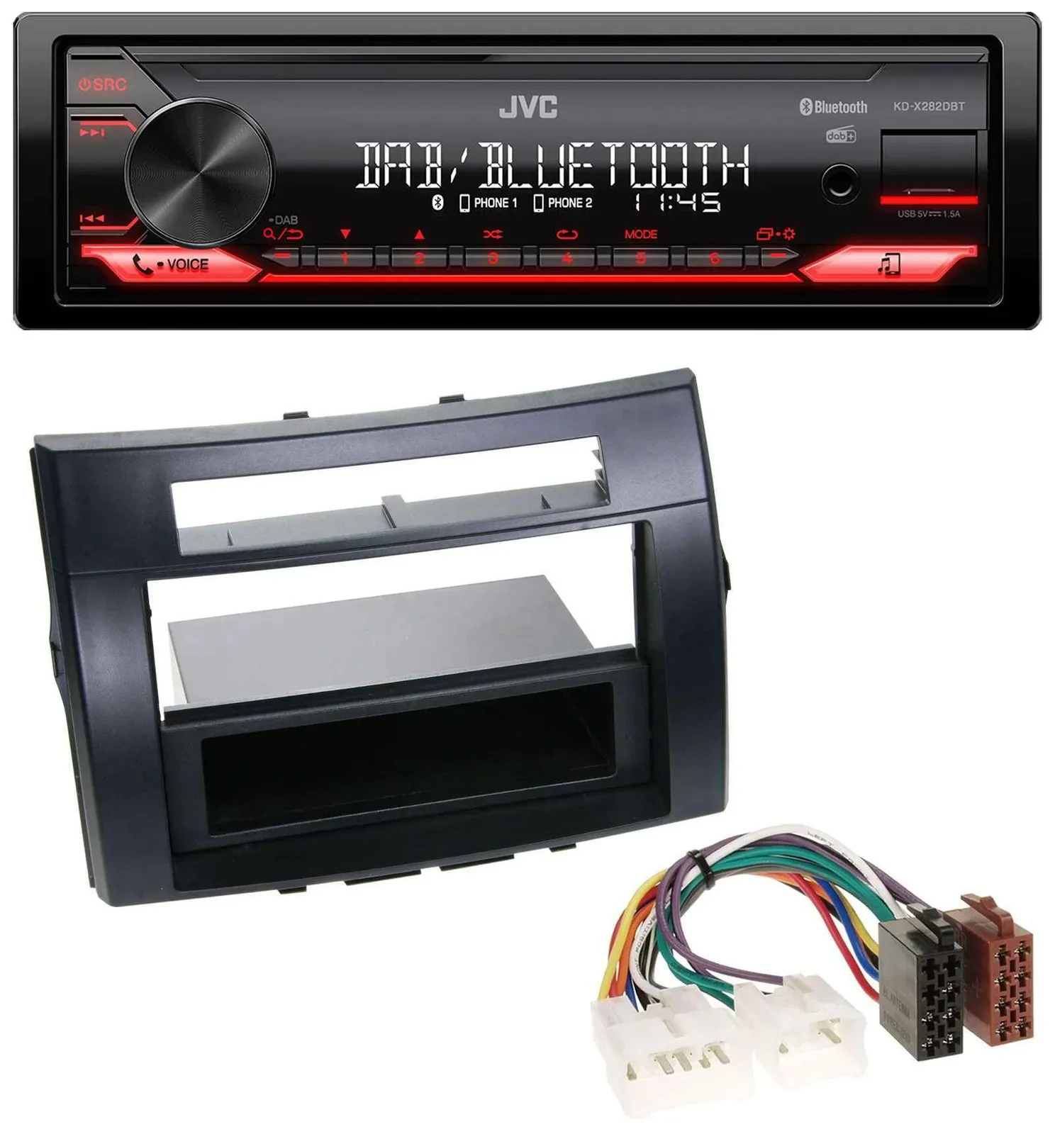 JVC Bluetooth USB DAB MP3 Autoradio für Toyota Corolla Verso 04-09 schwarz