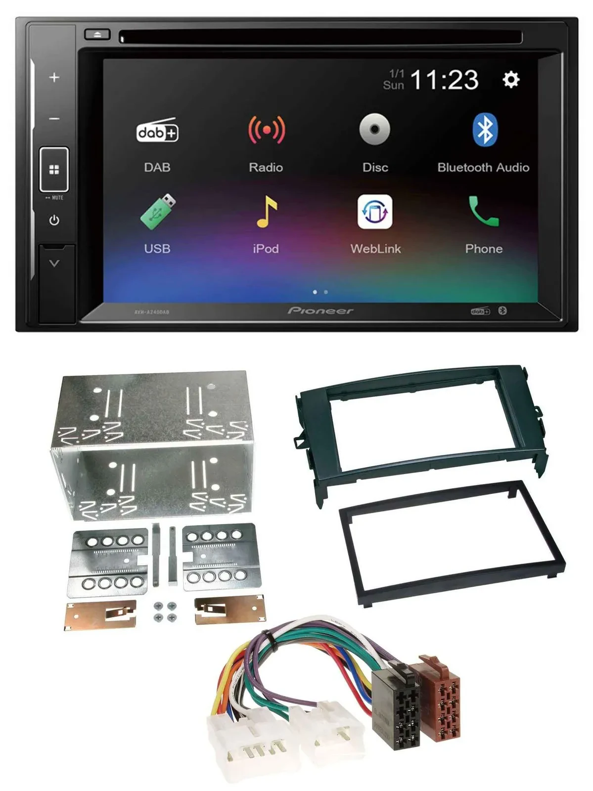 Автомагнитола для Toyota Auris 2007–2012 Pioneer 2DIN Bluetooth USB MP3 DAB DVD черная