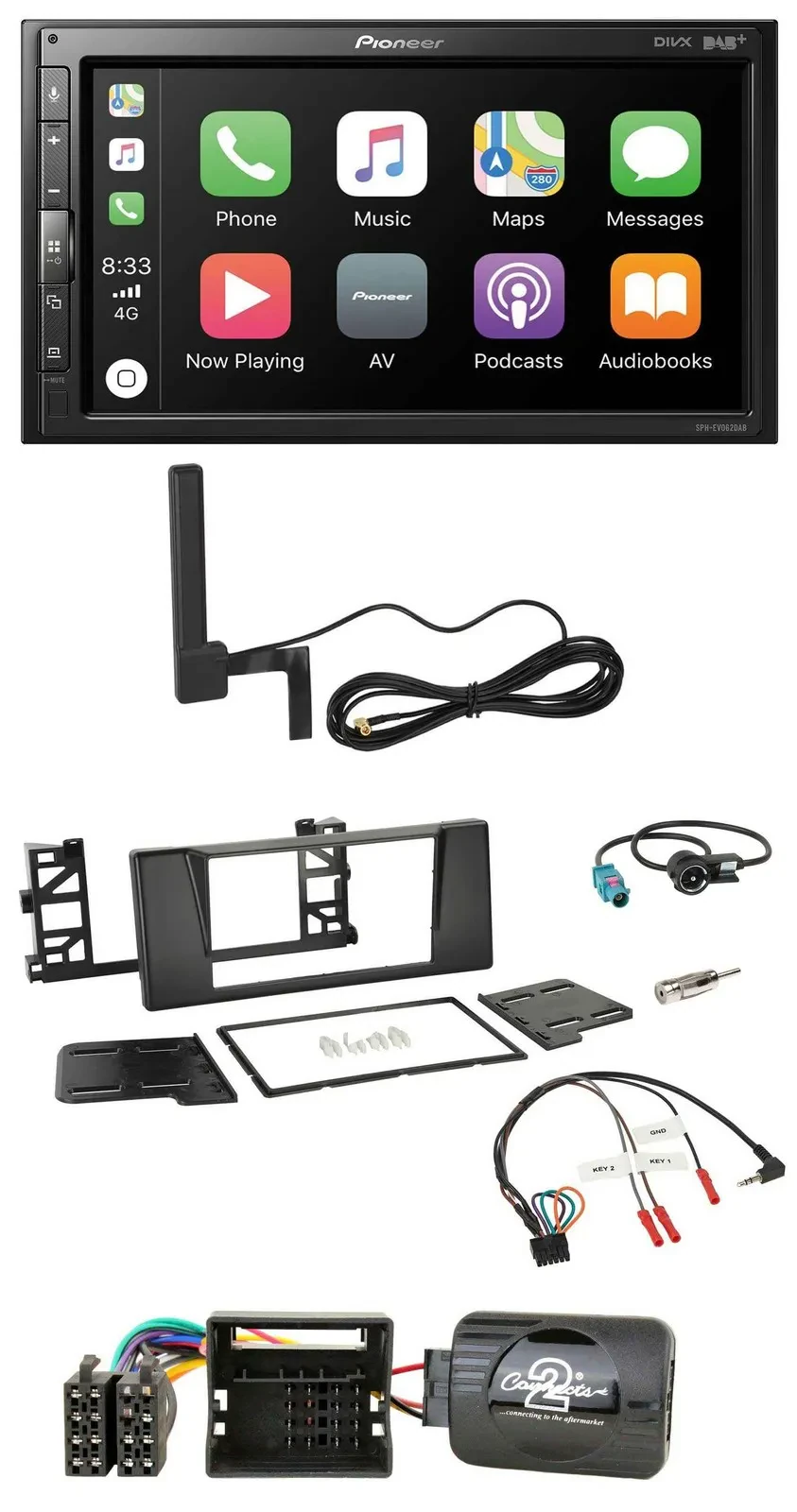 Pioneer USB 2DIN Bluetooth DAB Lenkrad Autoradio für BMW 5er E39 01-04 Aktivsyst