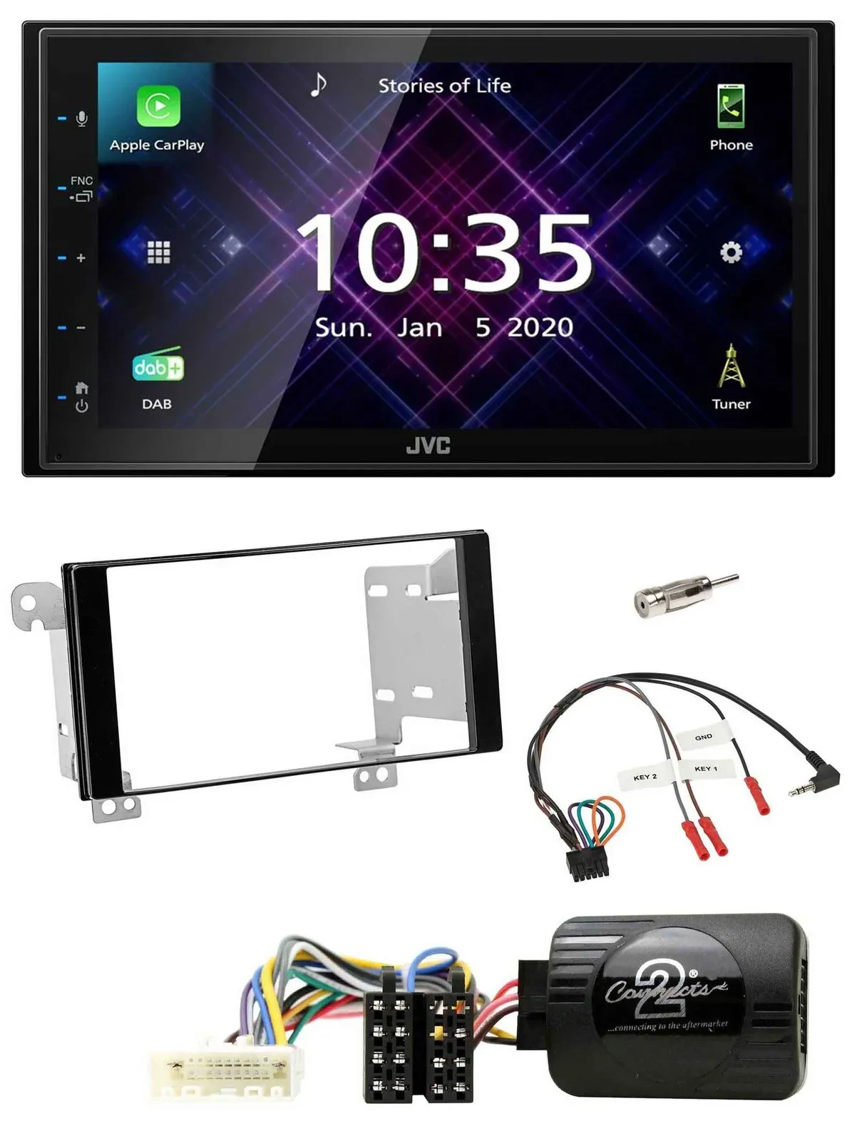 JVC DAB 2DIN Lenkrad Bluetooth USB Autoradio für Subaru ForesterSJ Impreza XV