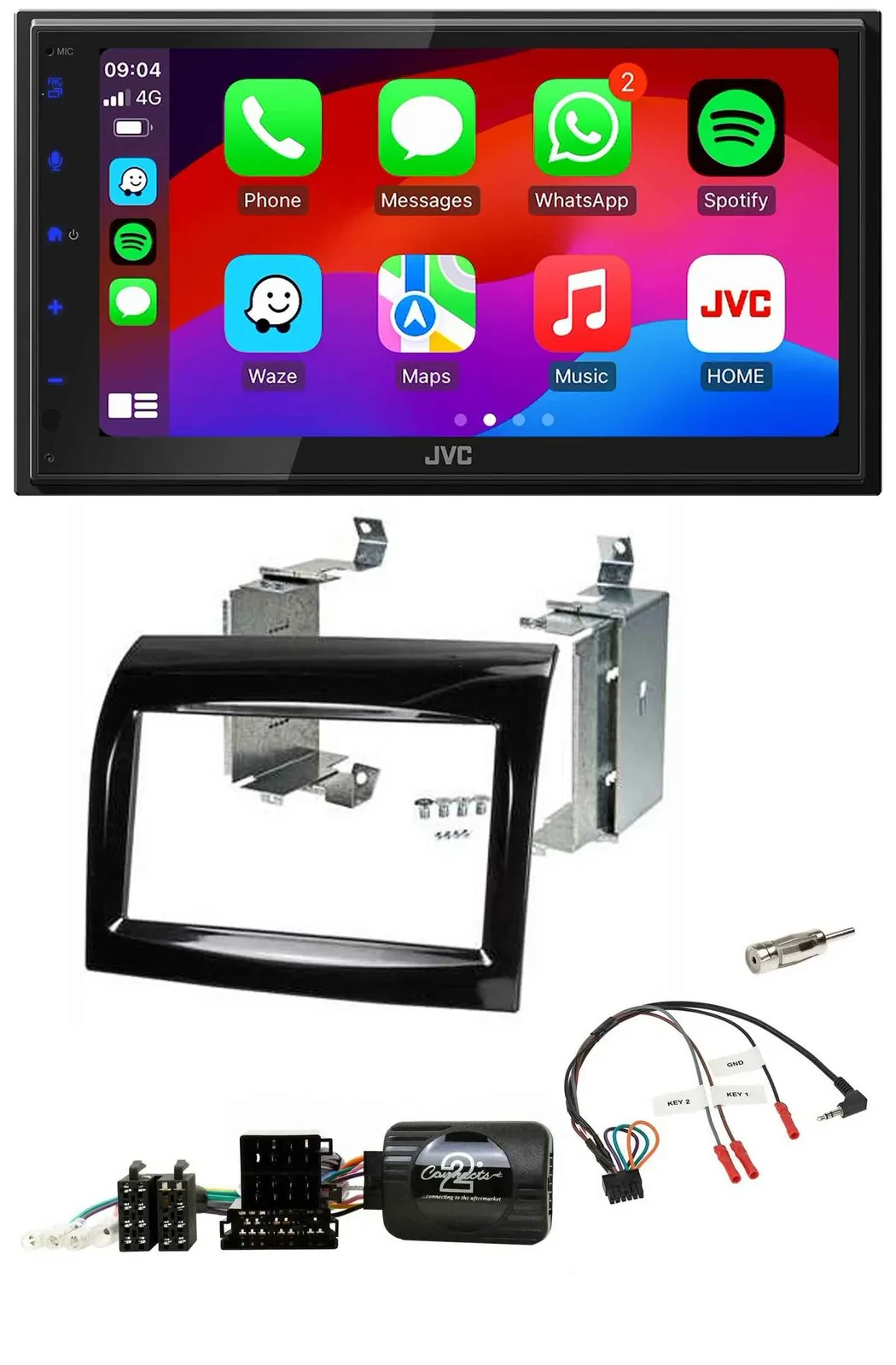 JVC Bluetooth USB Lenkrad 2DIN DAB Autoradio für Fiat Ducato 2012-2015 Piano-sch