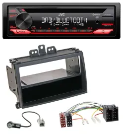 Автомагнитола JVC CD DAB USB Bluetooth MP3 для Hyundai i20 (2008–2011) с полкой Rubber-Touch