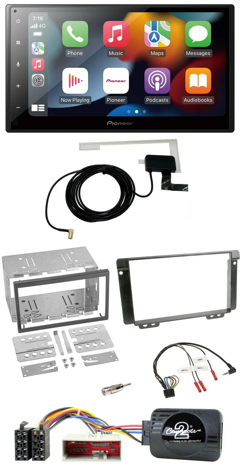 Автомагнитола Pioneer 2DIN USB Bluetooth DAB для Land Rover Freelander (с 2004), совместима с кнопками на руле