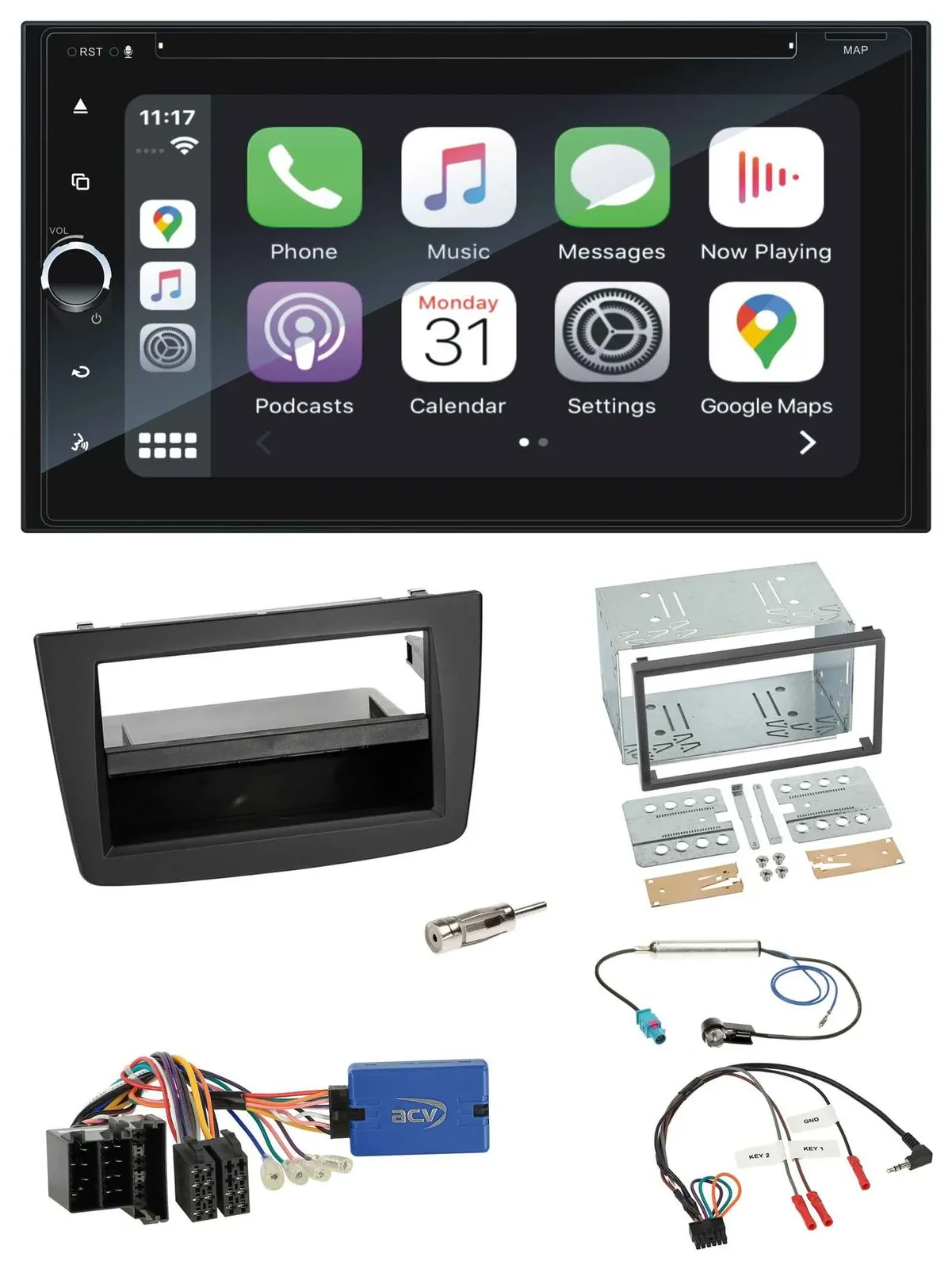 Blaupunkt DAB Lenkrad TMC Bluetooth USB 2DIN Navigation für Alfa Romeo Mito ISO