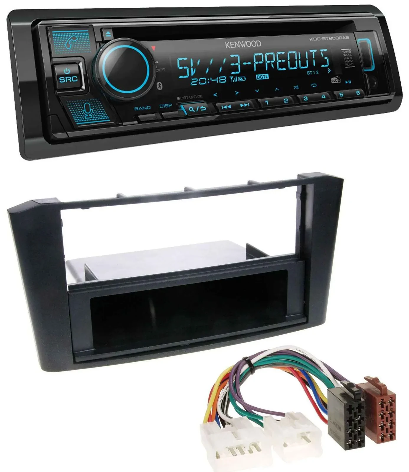 Автомагнитола для Toyota Avensis T25 (2003–2009) Kenwood Bluetooth, USB, CD, MP3, DAB